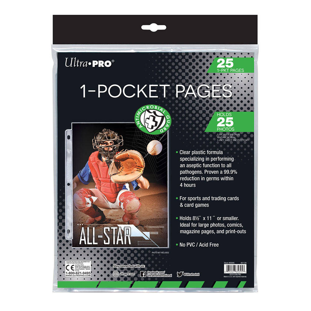 Ultra Pro Antimicrobial Page with 1 Pocket 25pcs (9x11in)