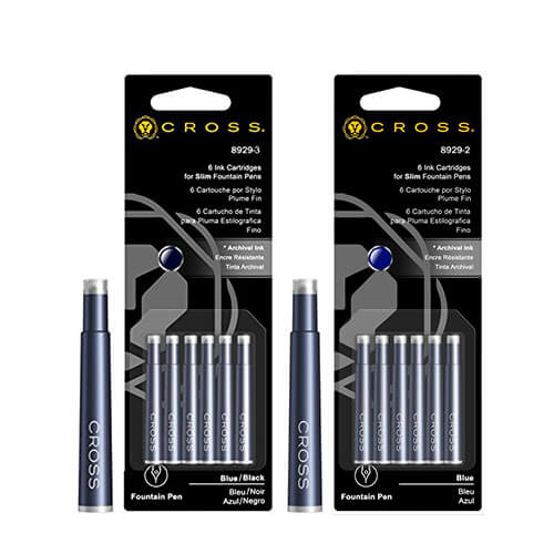 Slim Fountain Pen Ink Cartridges (6 Per Card)