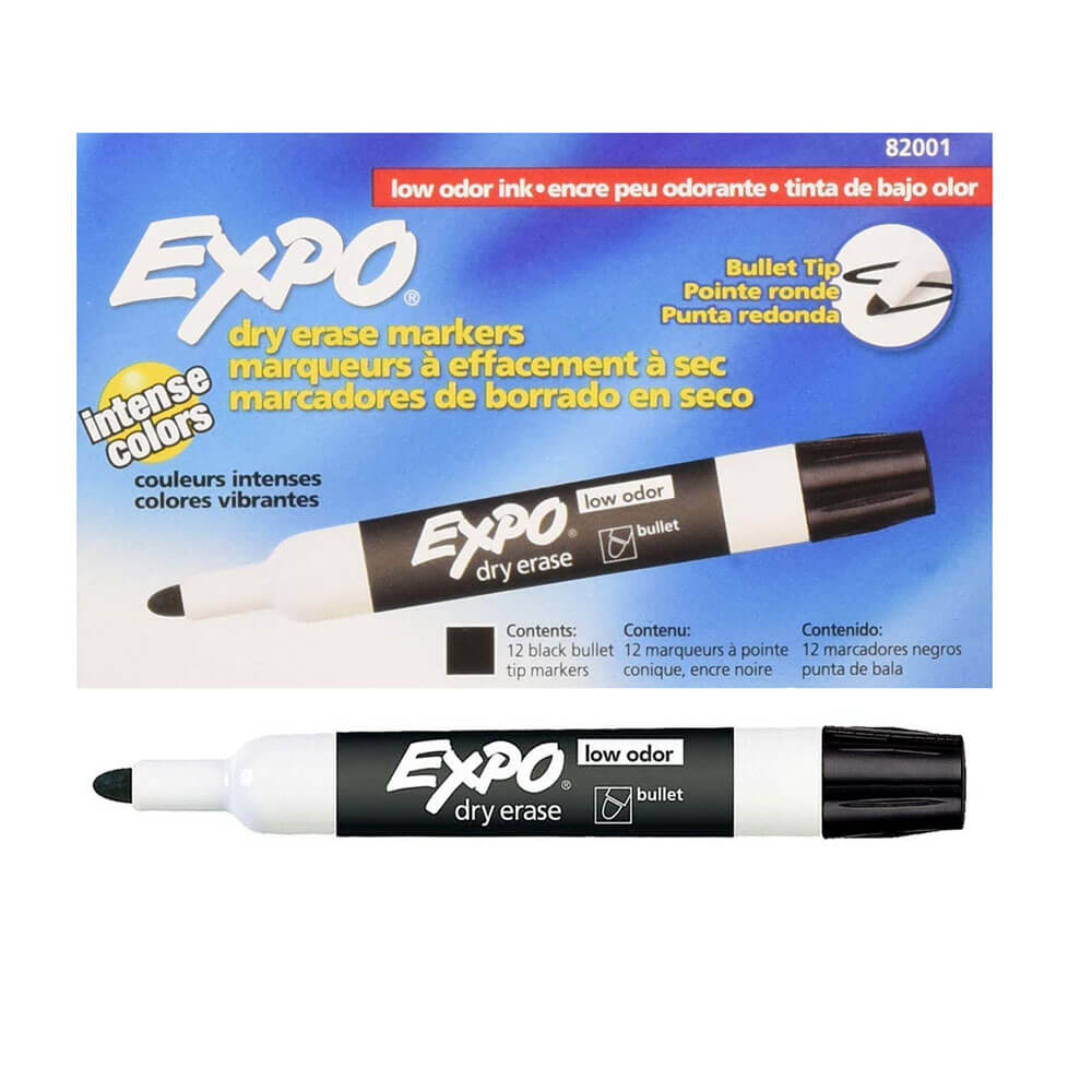 Expo geruchsarmer Whiteboard-Marker mit Rundspitze, 12 Stück