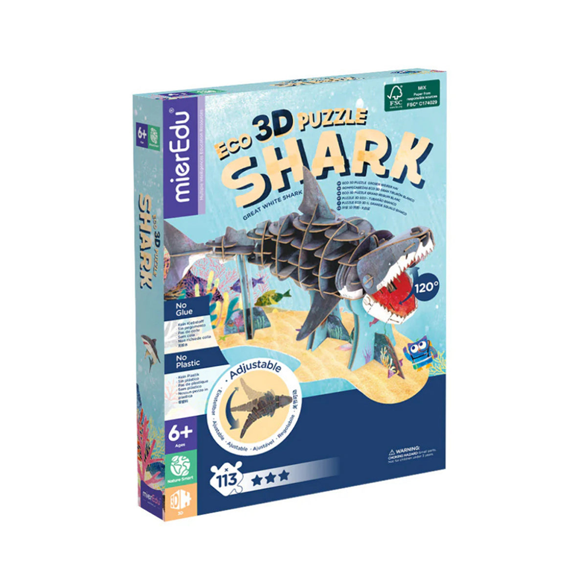 mierEdu Eco 3D Puzzle Great White Shark Deluxe