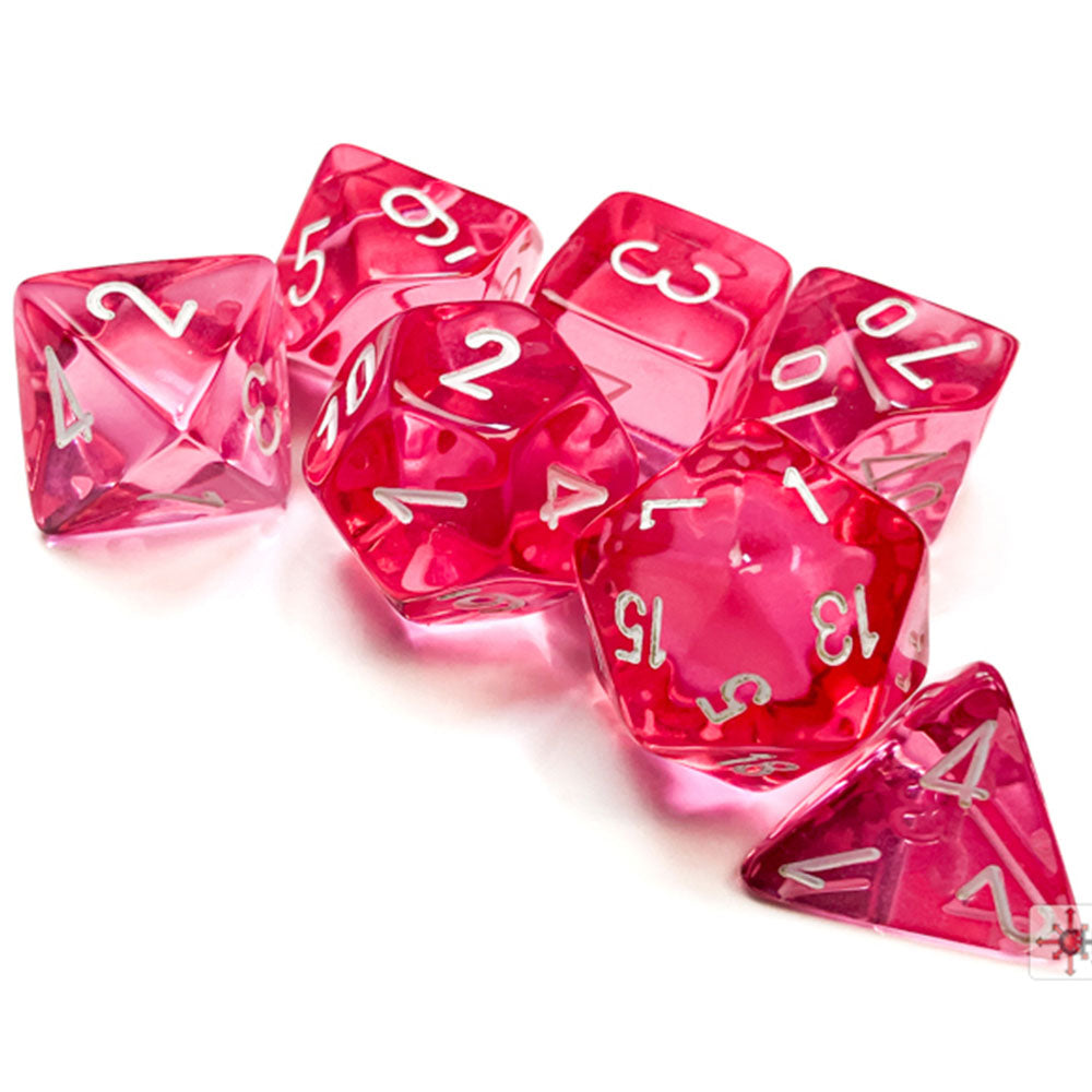 Chessex Translucent Polyhedral Dice Set 7pcs (Pink/White)