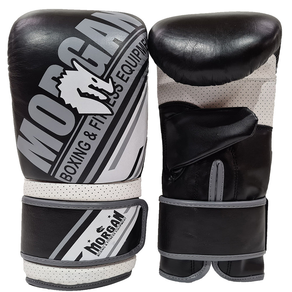 Morgan Aventus Leather Curved Bag Mitts (Black/White)