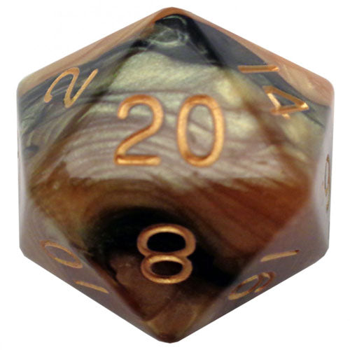 MDG 35mm Mega Acrylic d20 Dice w/ Gold Numbers